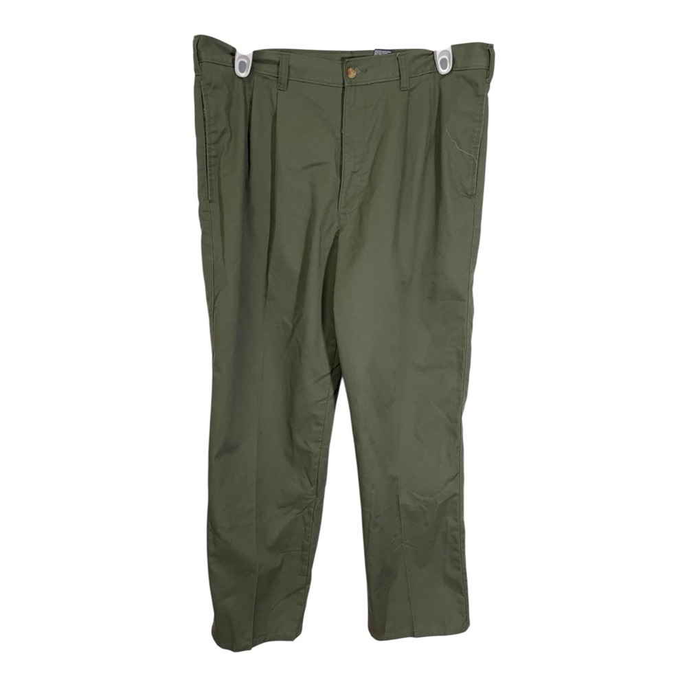 Puritan 36x31 Olive Green Pleated Chino Pants Relaxed Fit Cotton Blend Dadcore